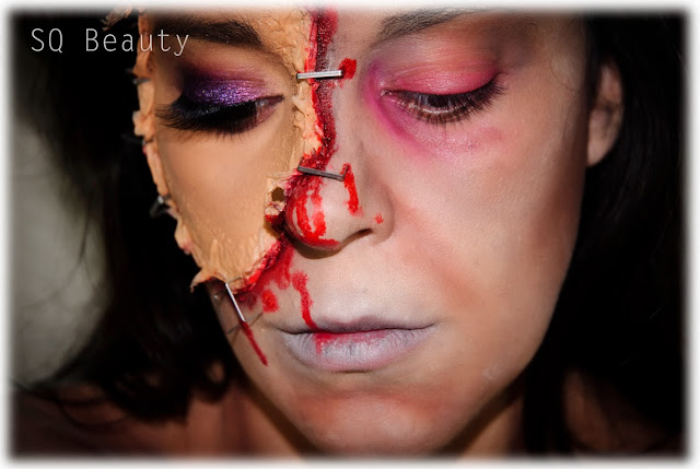 Maquillaje Efectos Especiales Zombie cara bella grapada Silvia Quiros Zombie special effects