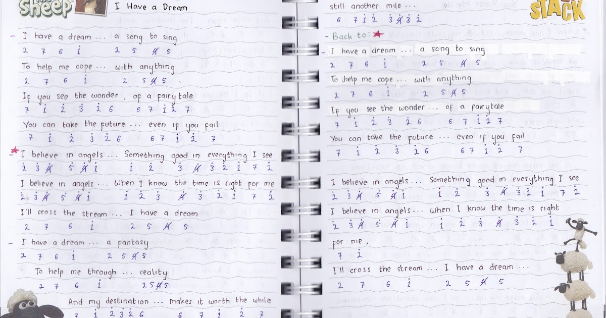 Not Lagu I Have A Dream Dengan Not Lagu I Have A Dream Dengan