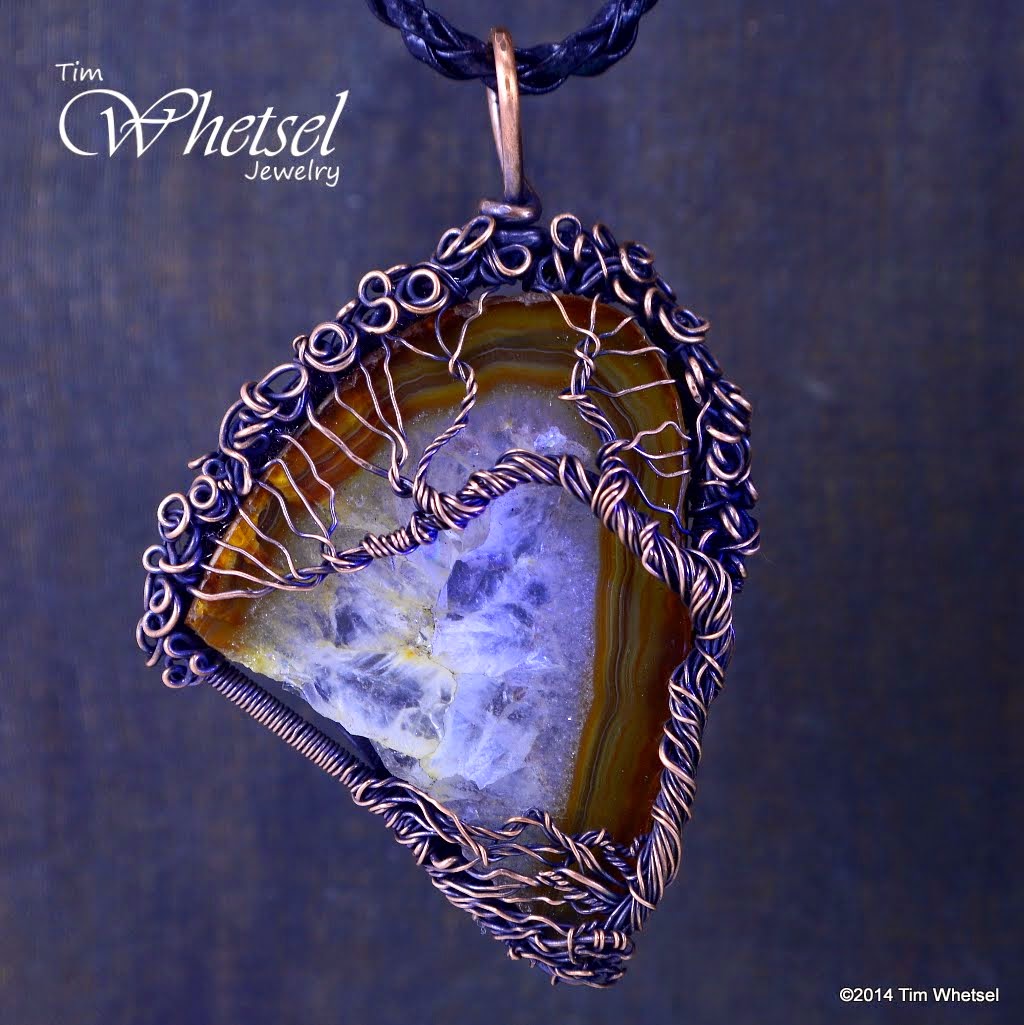 Wire Wrapped Crystal Agate Tree of Life Necklace Pendant - ©2014 Tim Whetsel Jewelry