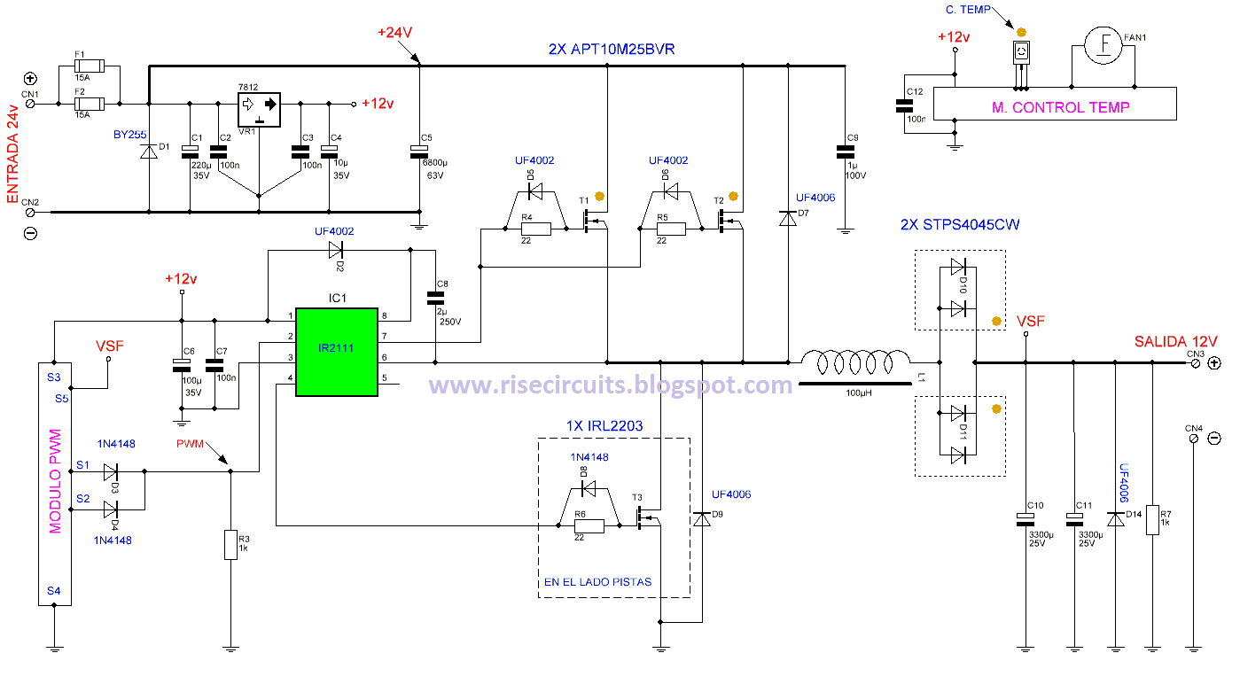Super Circuit Diagram  24v To 12v 400w Dc Inverter Circuit