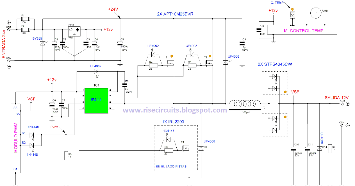 Light Circuit Diagram  24v To 12v 400w Dc Inverter Circuit