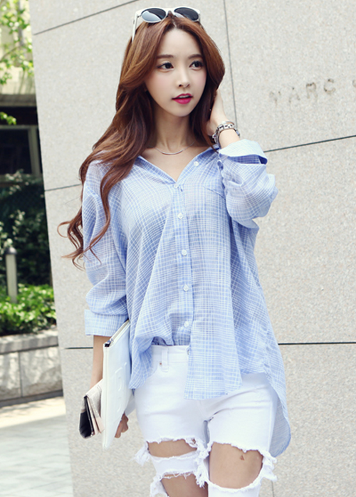 oversized shirt outfit korean