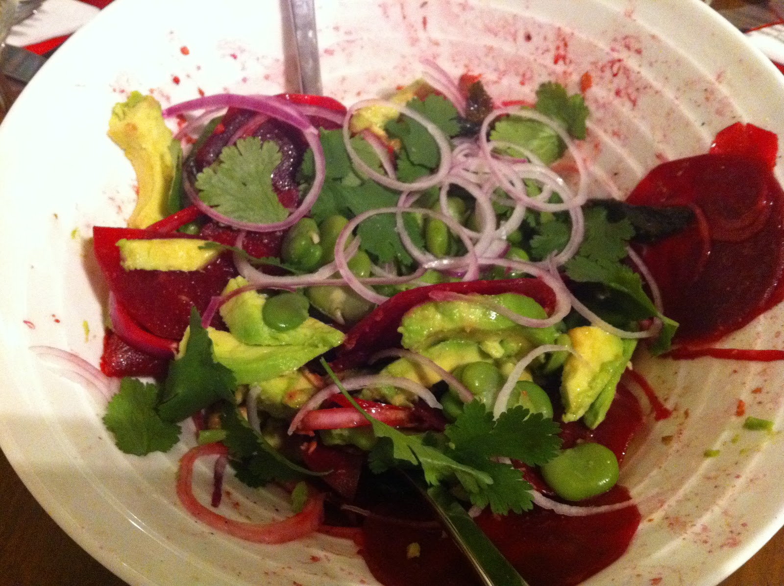Nickers in a twist Ottolenghi’s beetroot & avocado salad.
