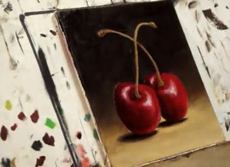 Cherries Oil painting by Jane Palmer