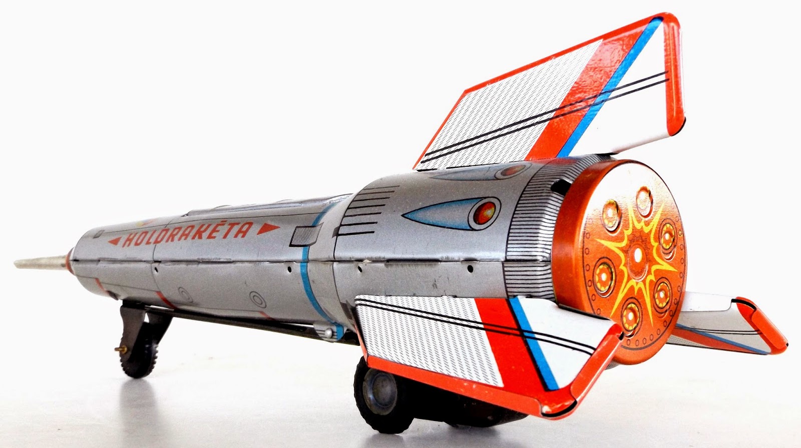 Rocket Spaceship "Skyexpress" Tin Toy Spring Activated Large 15" MS378 