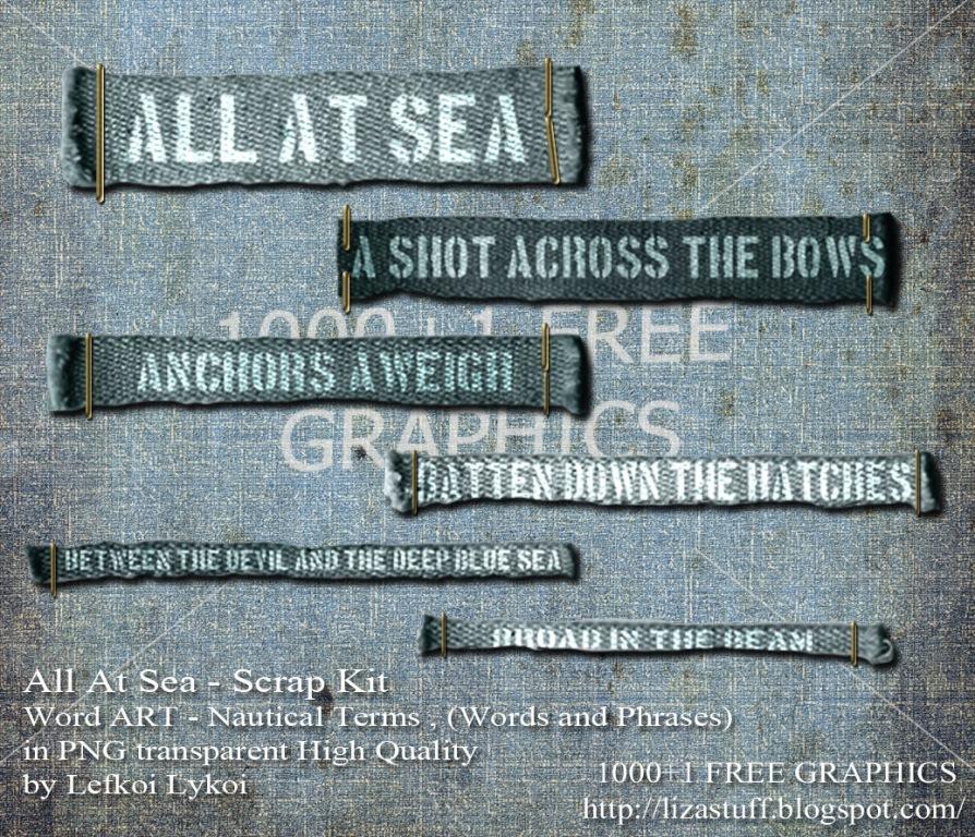 1000+1 FREE GRAPHICS "All At Sea" Scrap Kit 1 Word Art set