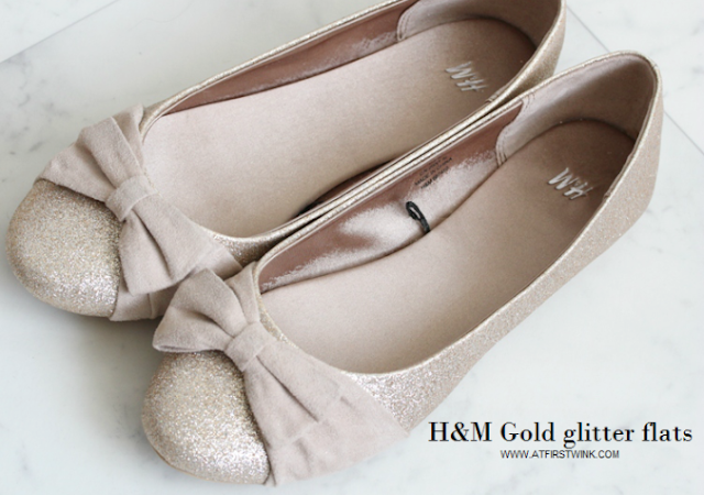 H&M gold glitter flats review