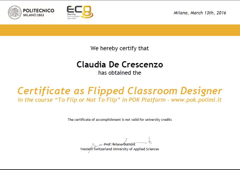 Certificato di Flipped Designer