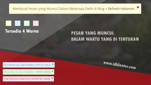 Membuat Pesan yang Muncul Dalam Beberapa Detik di Blog