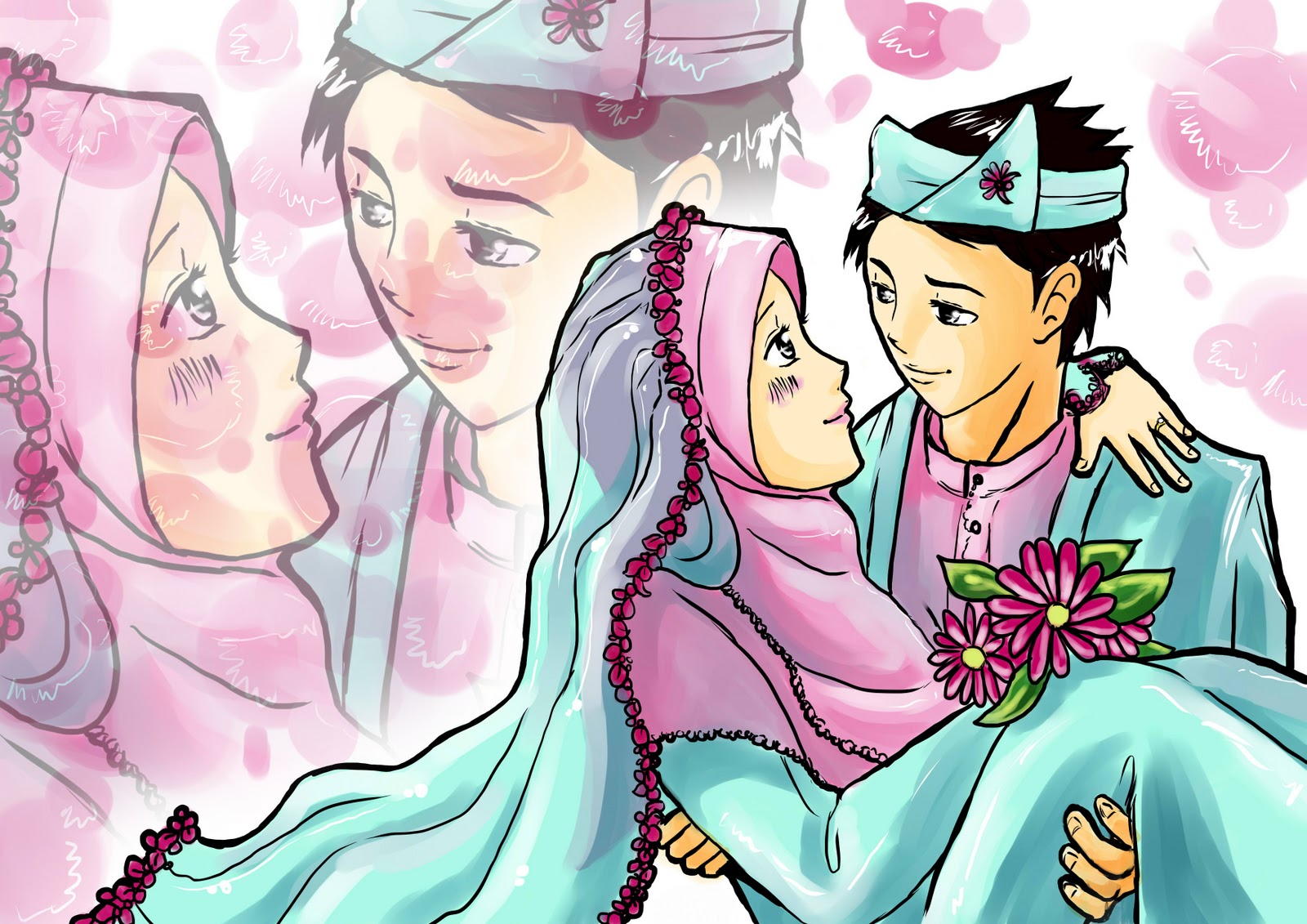 Komik Dakwah Cinta Pada Wallpaper Muslimah Drawing Married Muslim