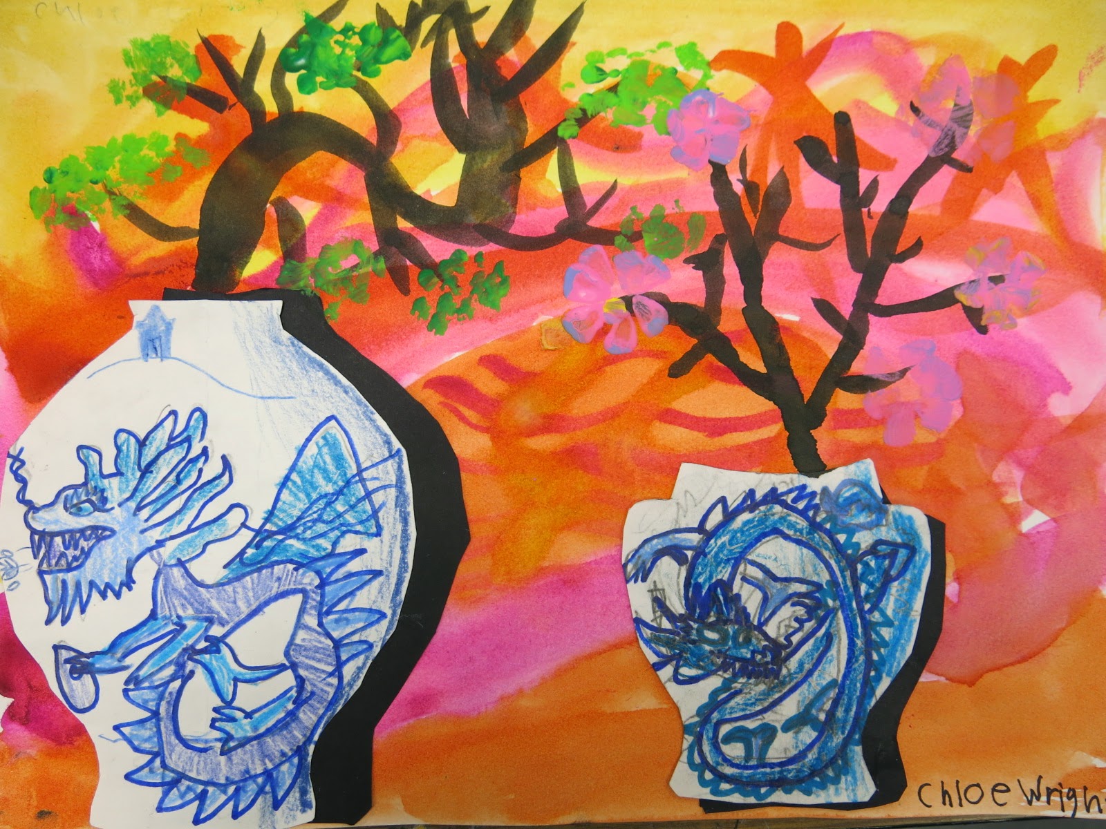 Cassie Stephens In the Art Room Ming Vase Still Life with Third Grade