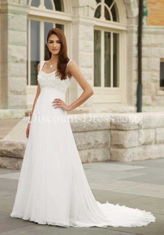 A-Line Sweetheart Floor Length Detachable Chiffon Beading/ Lace wedding Dress