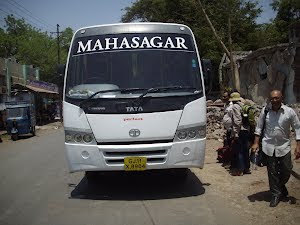 Our Excellent A/C Bus(GJ.11 X 0904) arriving at Rajkot Station.