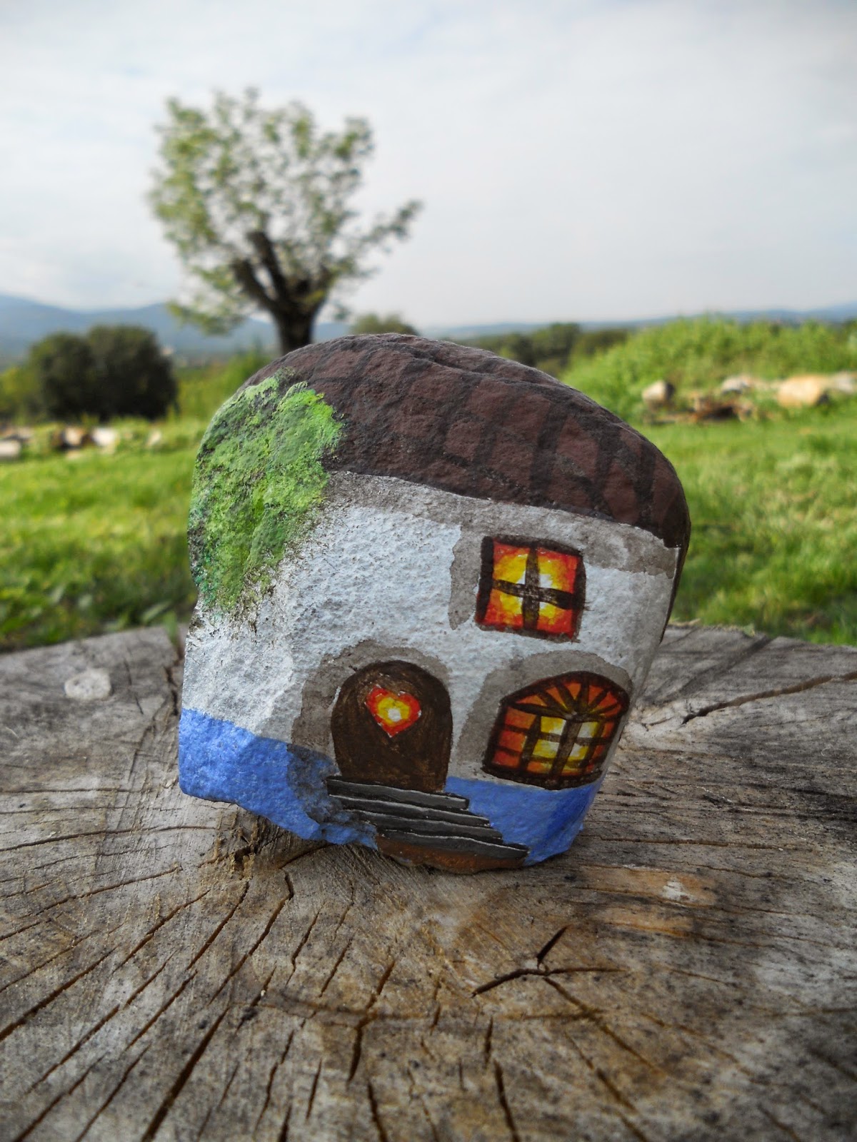 Piedras Pintadas A Mano Casa Pintadas En Piedra