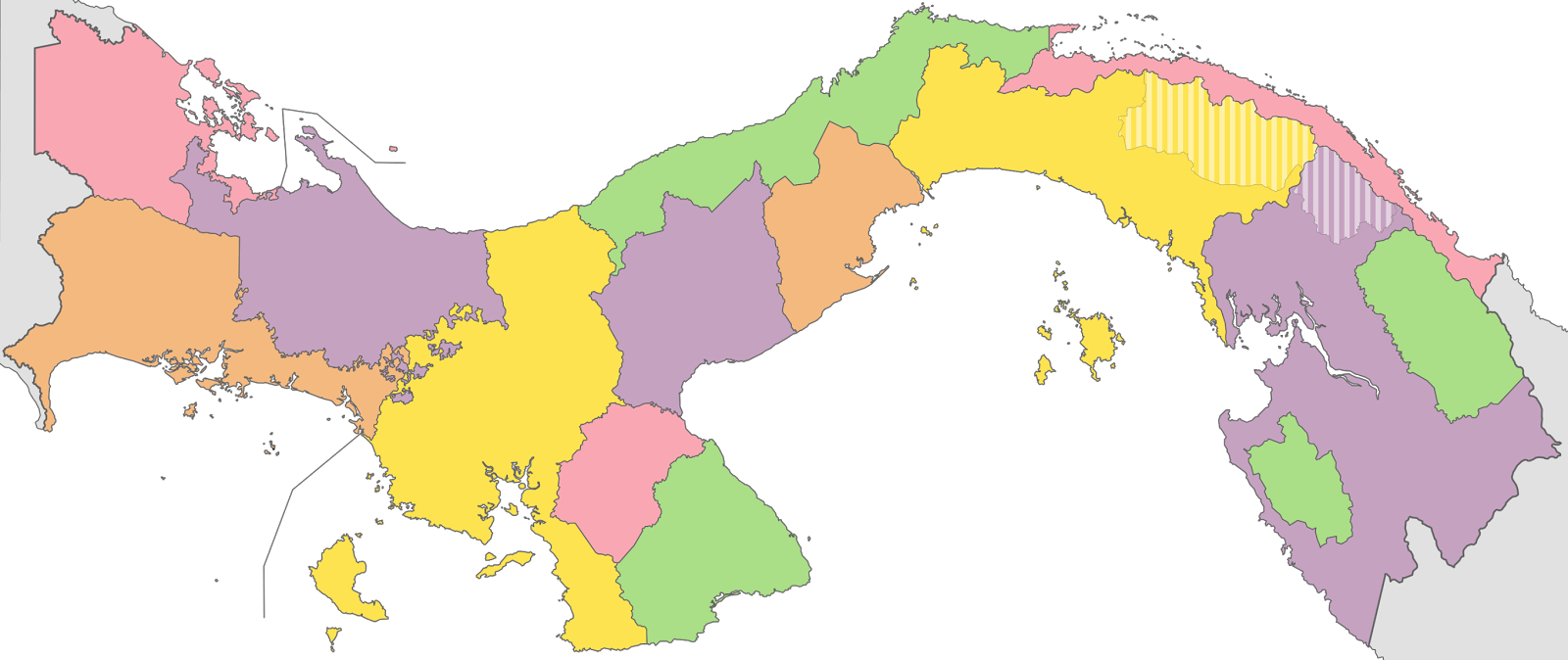Mapa de Panamá division politica con colores