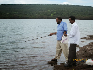 Tourists fishing at Kaas Lake.
