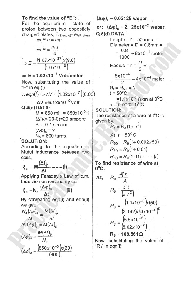 Physics-Numericals-Solve-2009-five-year-paper-class-XII