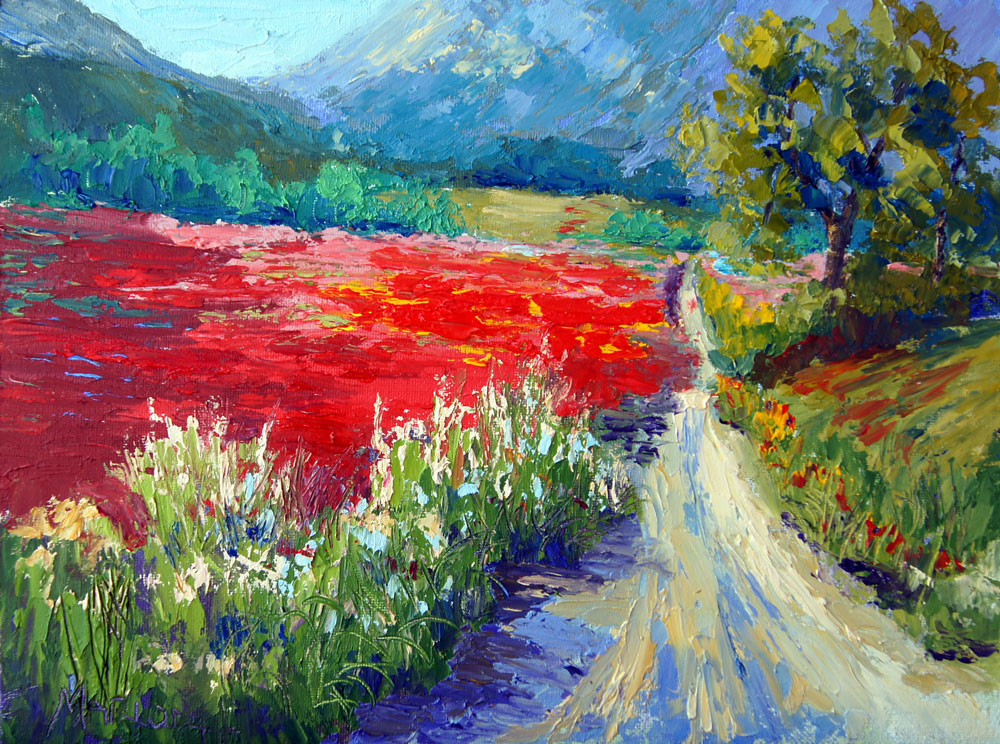 Palette Knife Painters, International Red Fields, Provence Poppy
