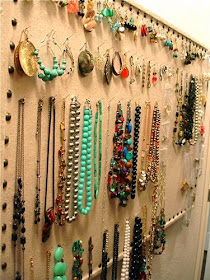 Organize jewelry on a bulletin board :: OrganizingMadeFun.com