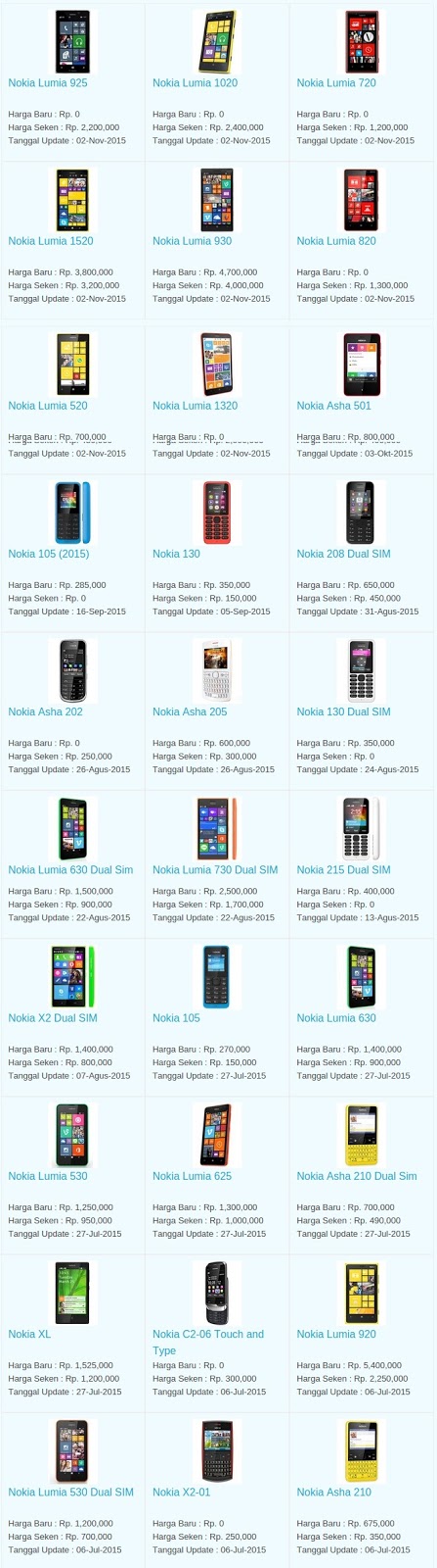 Daftar Harga Hp Nokia Januari 2016 Daftar Harga Hp Nokia Januari 2016