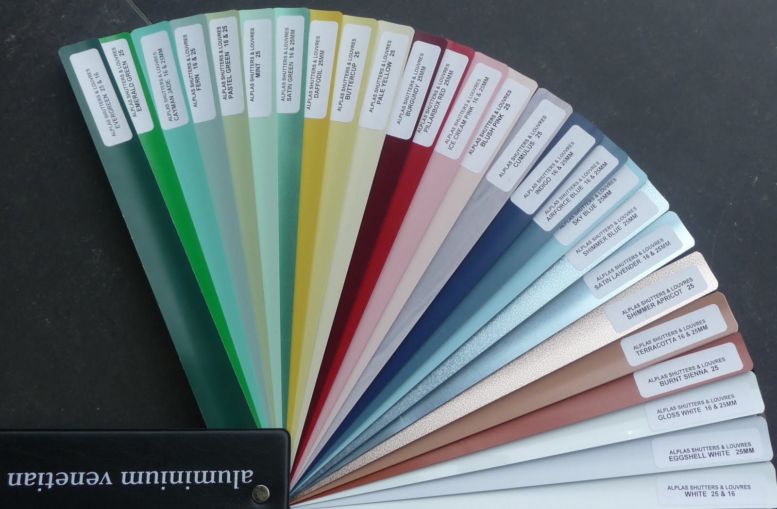 Alplas Blinds & Louvres Aluminium Blind colour range from Alplas