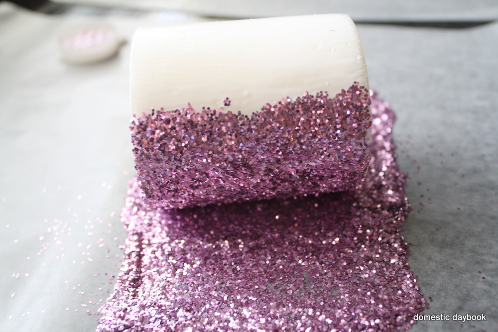My Domestic Daybook Glitter Pillar Candles Tutorial