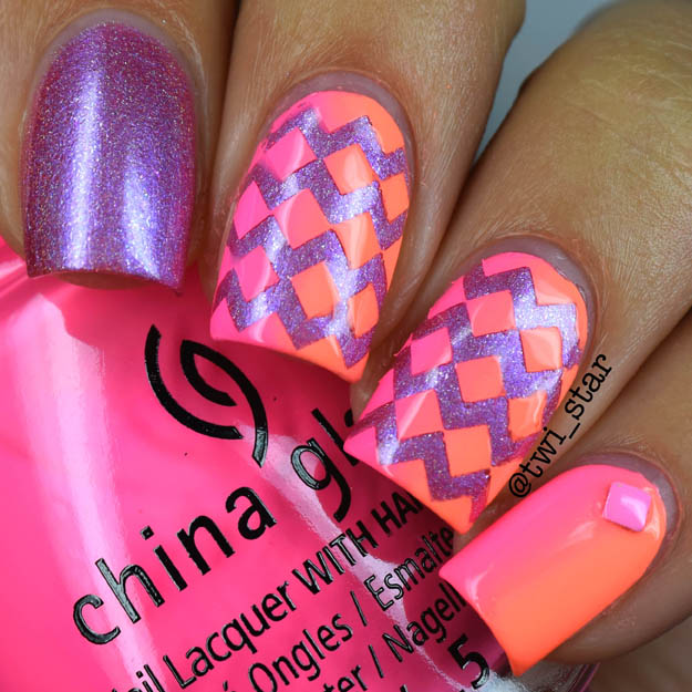  Neon Chevron Gradient with China Glaze Bottoms Up and Flip Flop Fantasy
