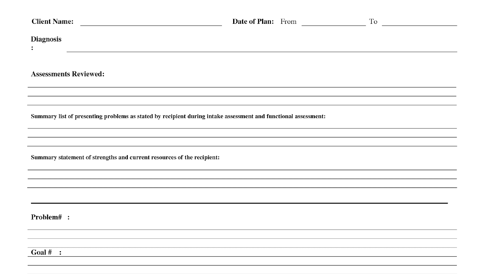 mental health treatment plan goals and objectives