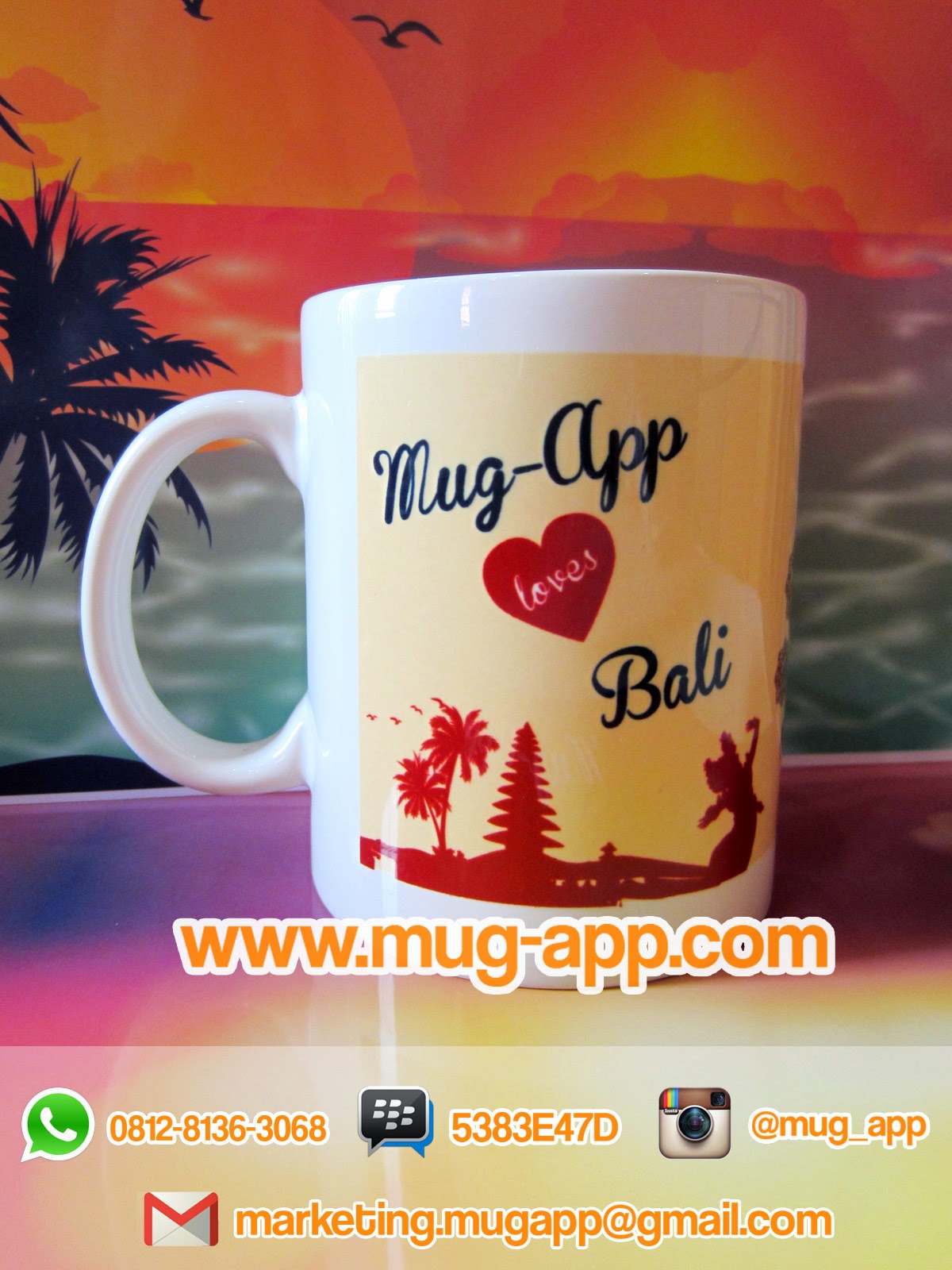 Souvenir Mug Bali Motif Shabby Wedding Mug dan Souvenir Promosi