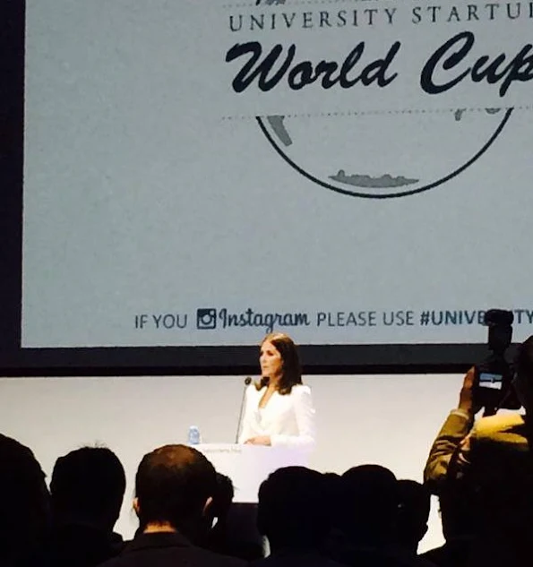 Crown Princess Mary of Denmark attends the ceremony of the "University Startup World Cup 2015 Prize" at the House of Industry