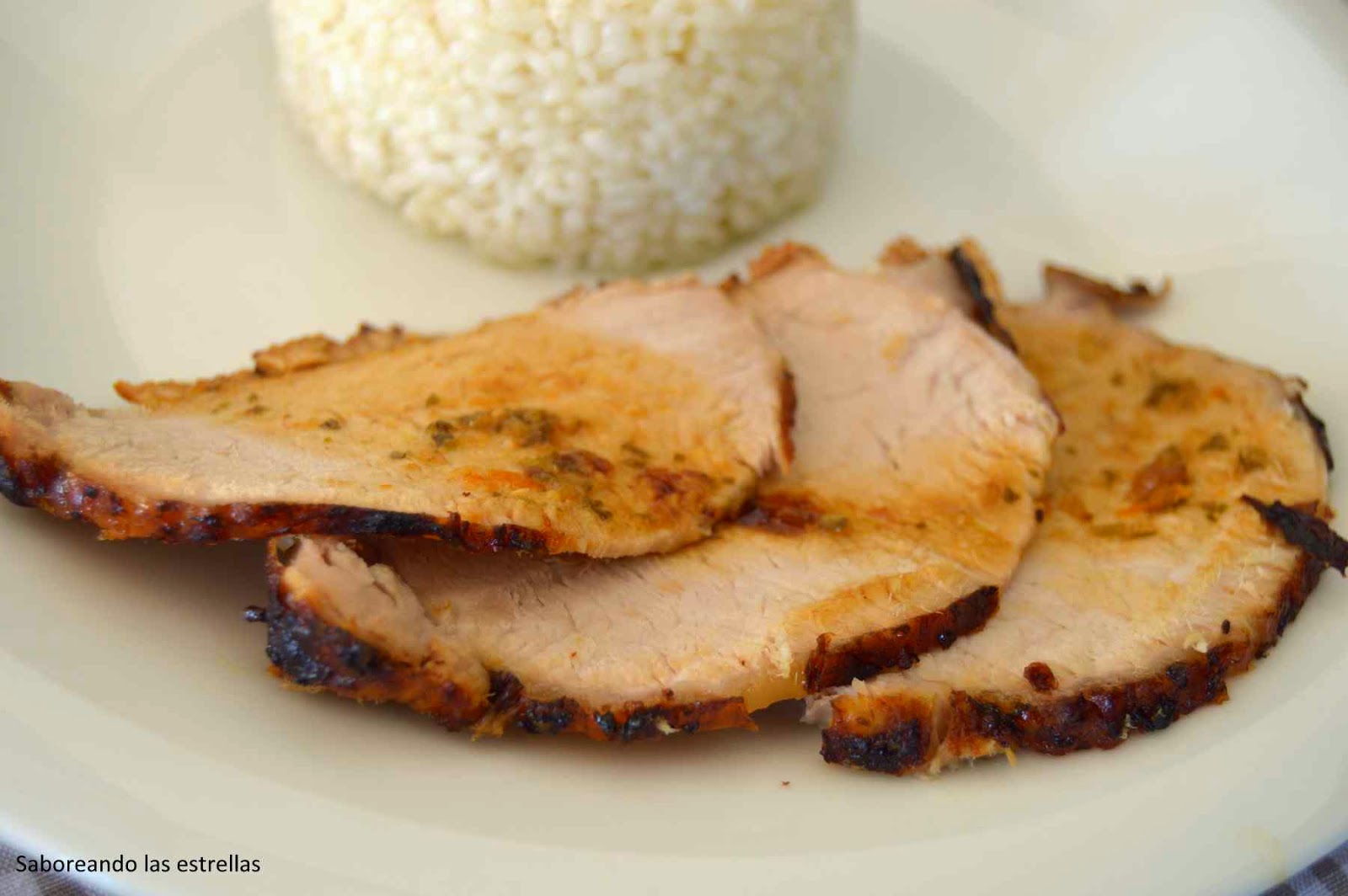 Lomo De Cerdo Asado Al Horno Con  Aceite De Trufa Negra 
