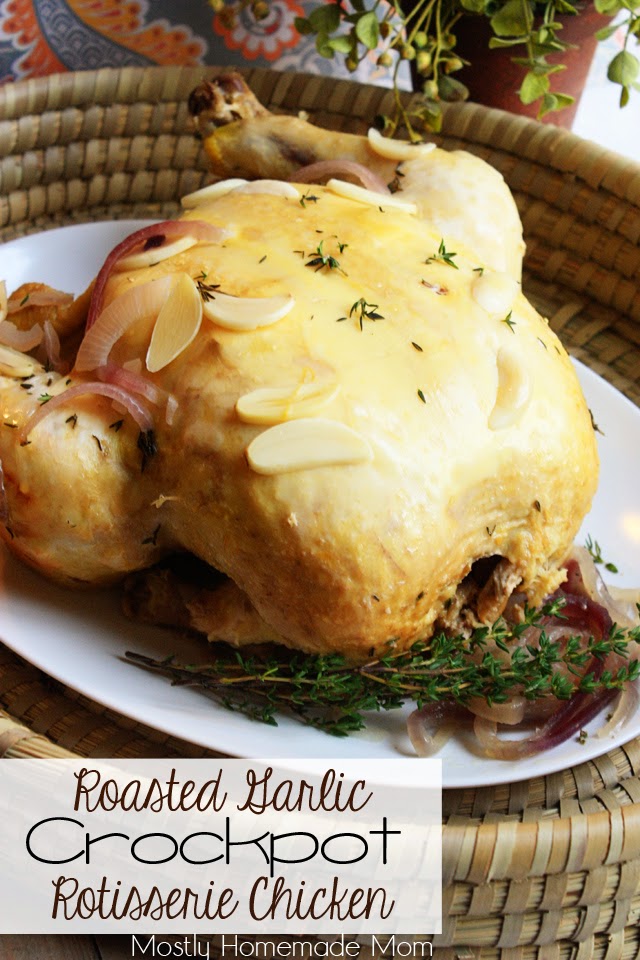 Roasted Garlic Crockpot Rotisserie Chicken with De Nigris Vinegars