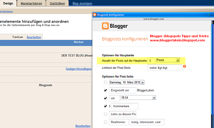Mehr Posts auf der Startseite bei Blogger Blogspot anzeigen