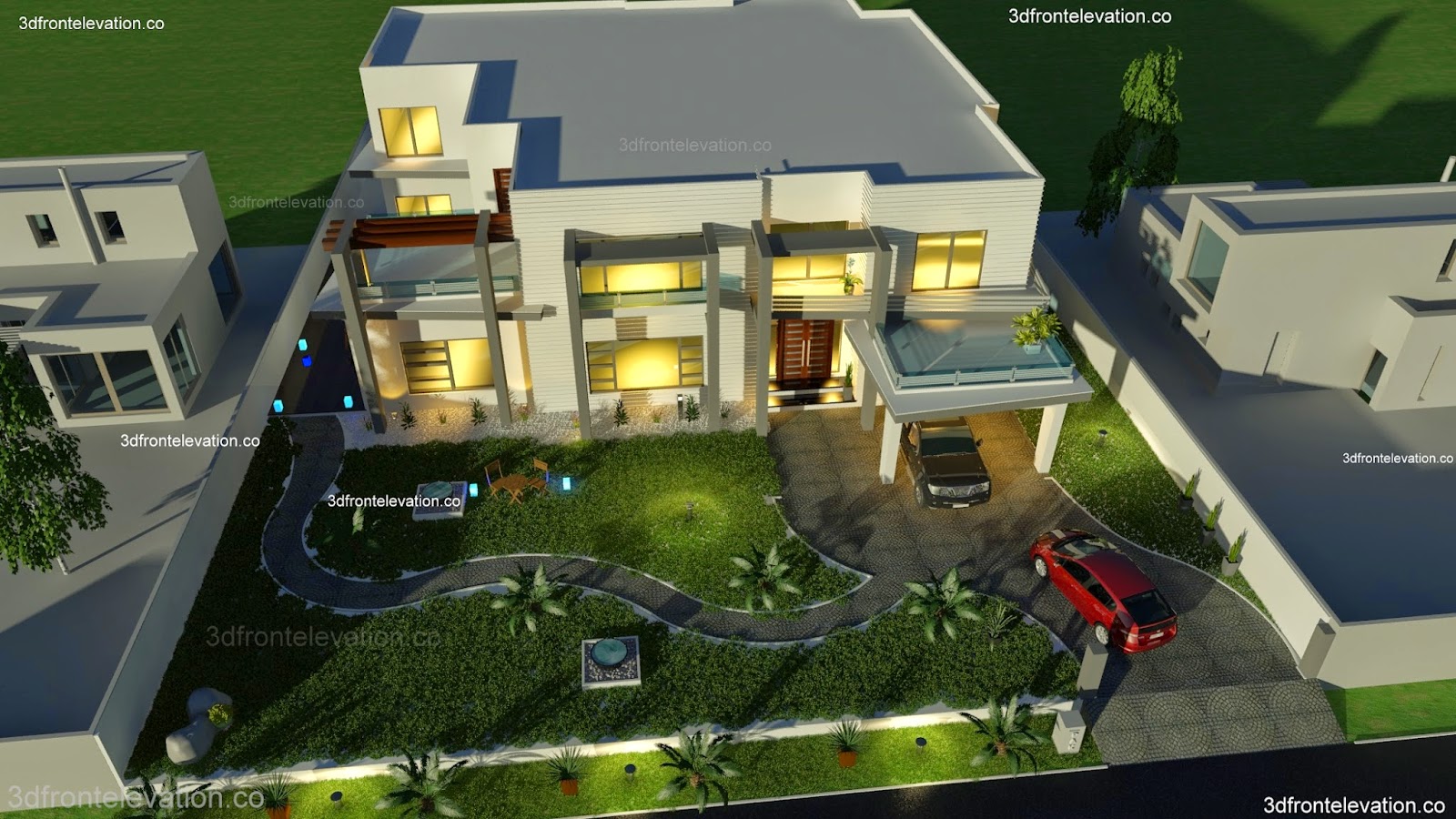 2000 sq yard house Plan 3d Front elevation in DHA phase 5 karachi