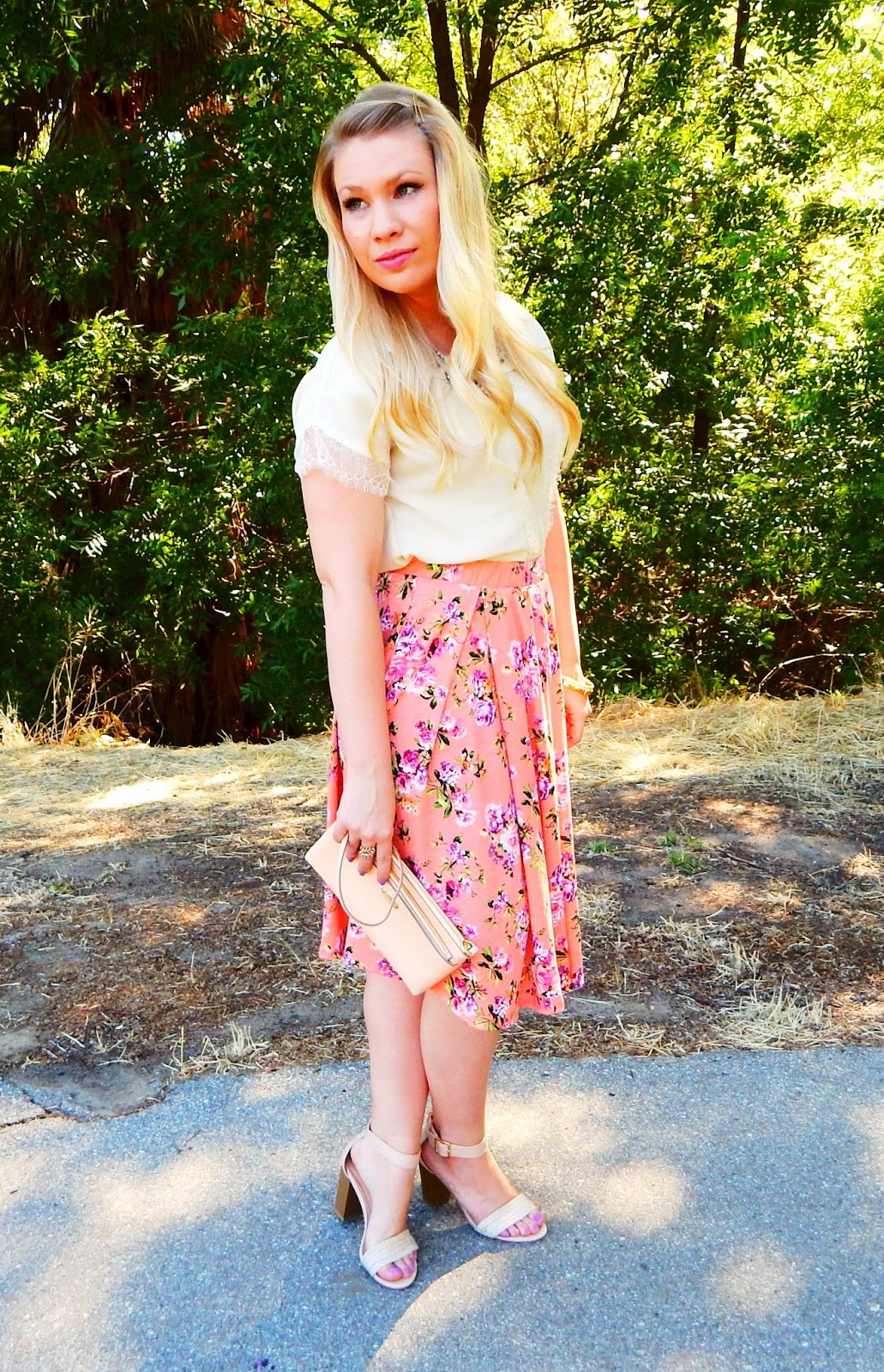 Retro Floral Skirt Outfit