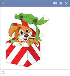 Puppy in a gift Facebook sticker