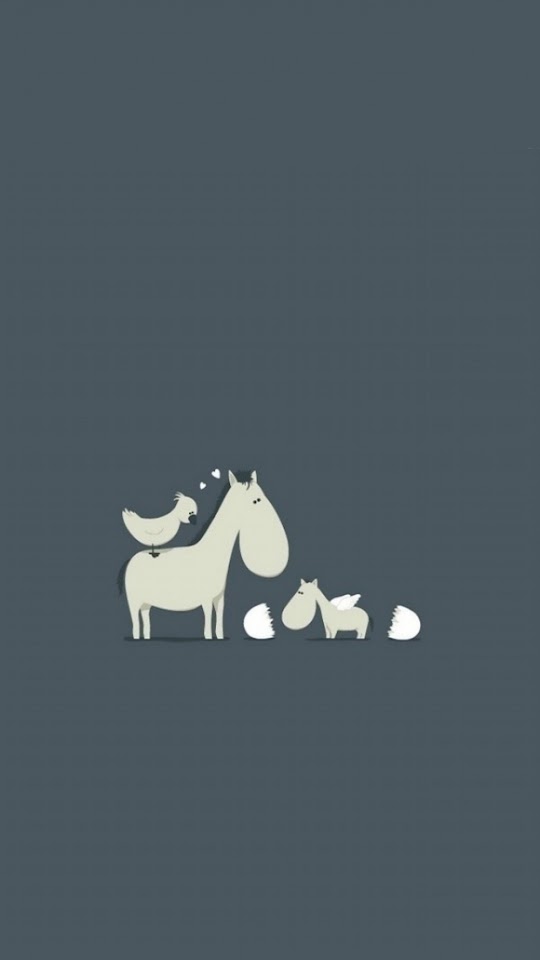   Cute Cartoon Horses and Bird   Galaxy Note HD Wallpaper