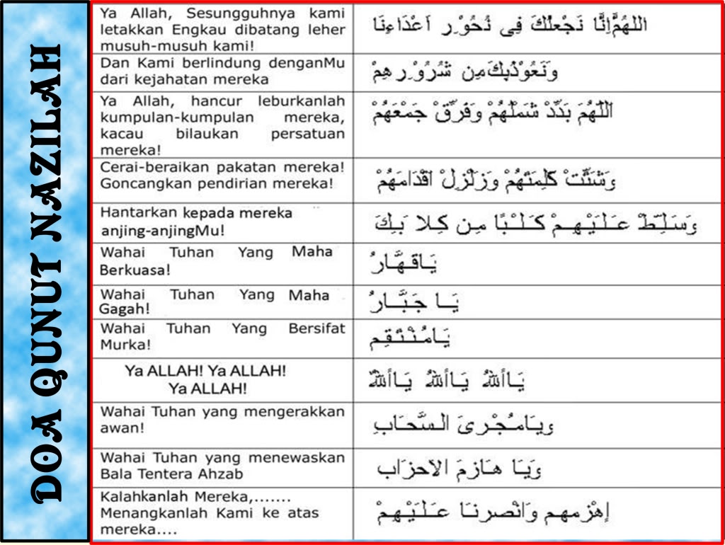 We Love Halal Muslim Products Doa Qunut Nazilah Maksud Bahasa Melayu