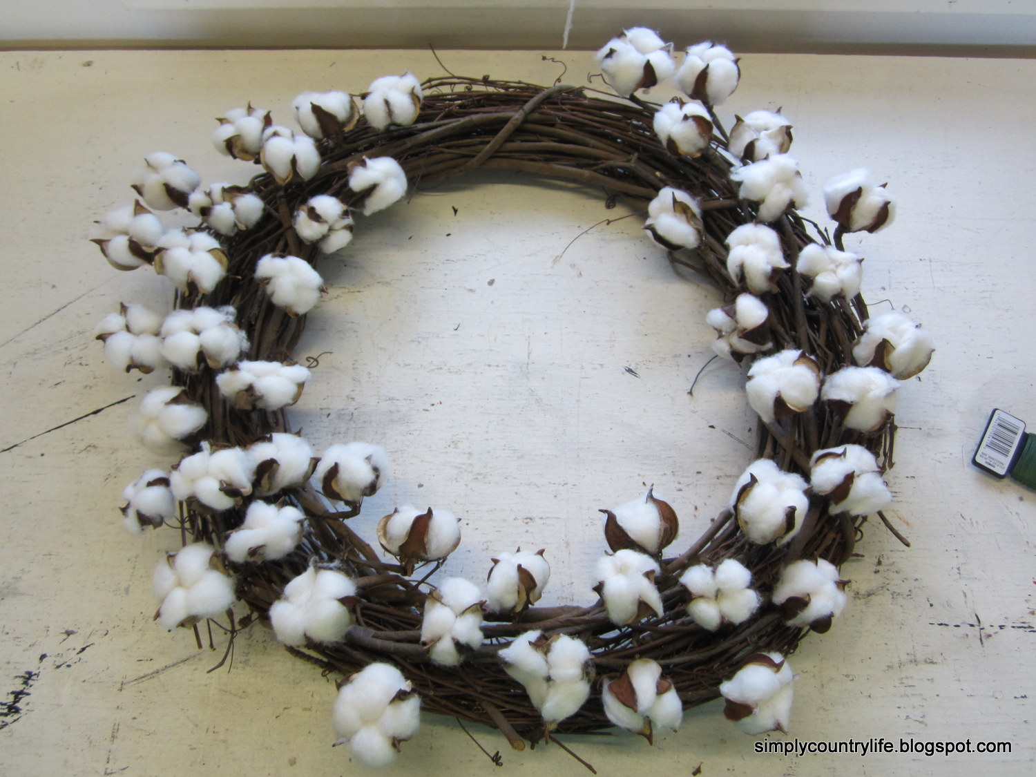 Simply Country Life How to make Your Own Cotton Boll Branch Wreath