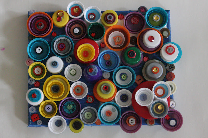 Diary of a Social Arttivist Mommy Upcycled art using bottle caps
