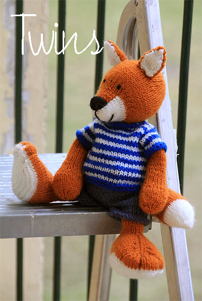 Twins Knitting Pattern MiniShop: Red Knitted Fox and Grey ...