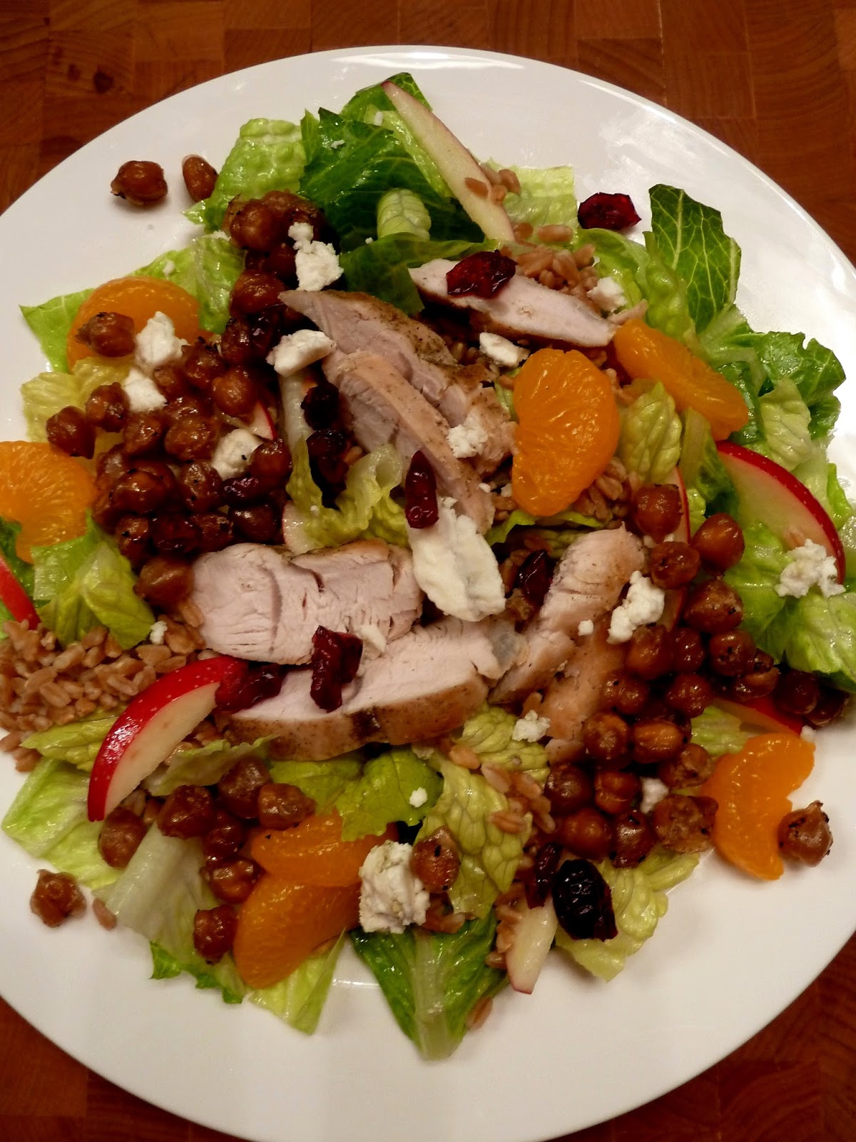 Cracked Pepper Turkey Farro Salad with Candied Chickpeas