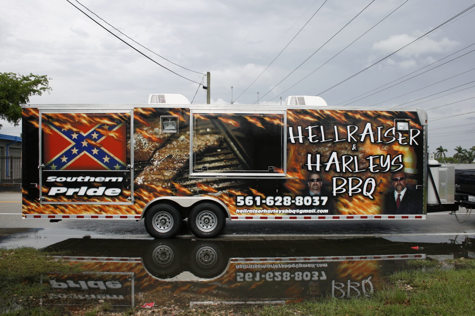 Delray Beach Food Truck Trailer Wrap for Hellraiser & Harley’s BBQ by