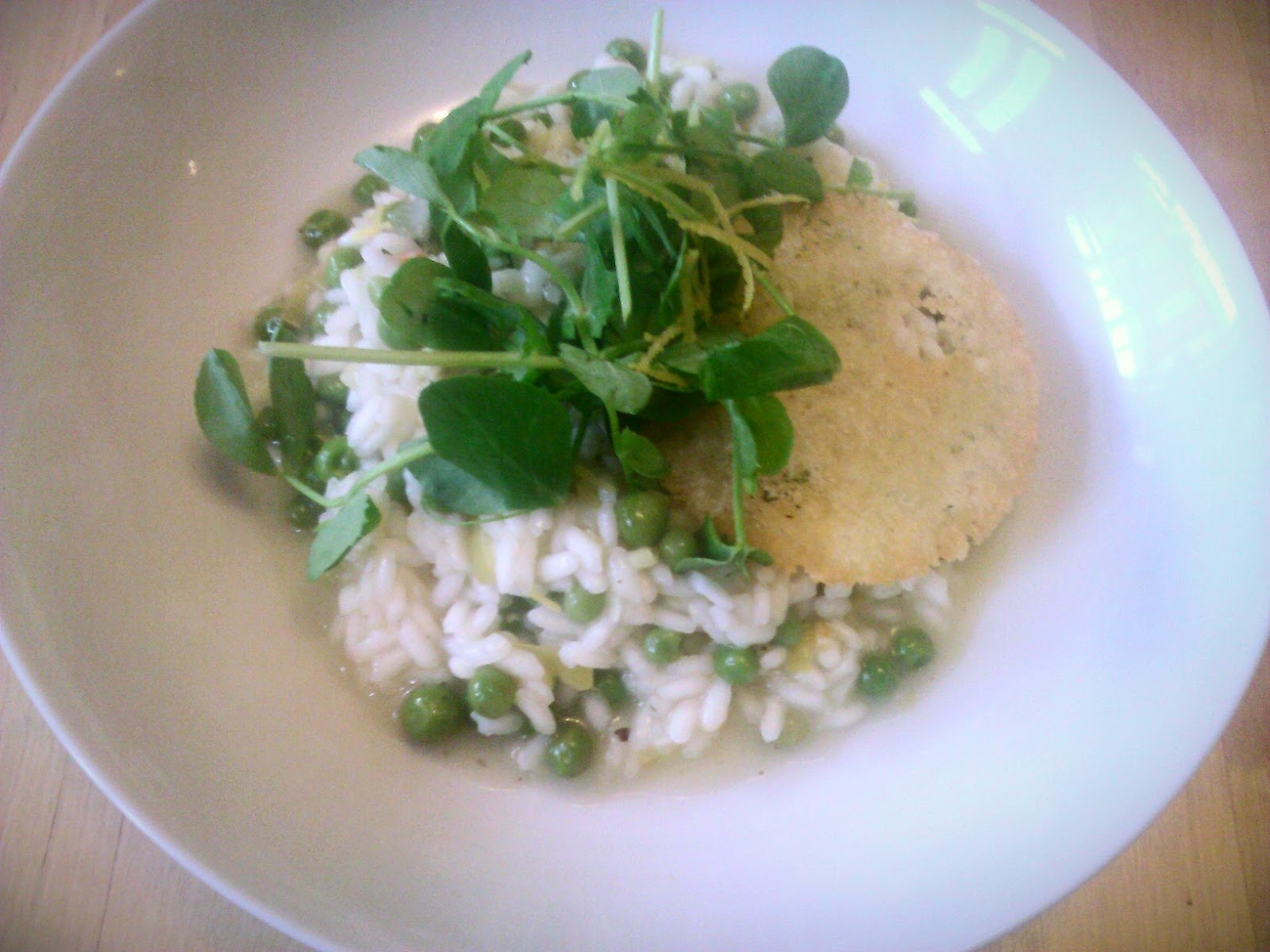 Everything Goes With Toast Pea & lemon risotto with parmeggian tuiles