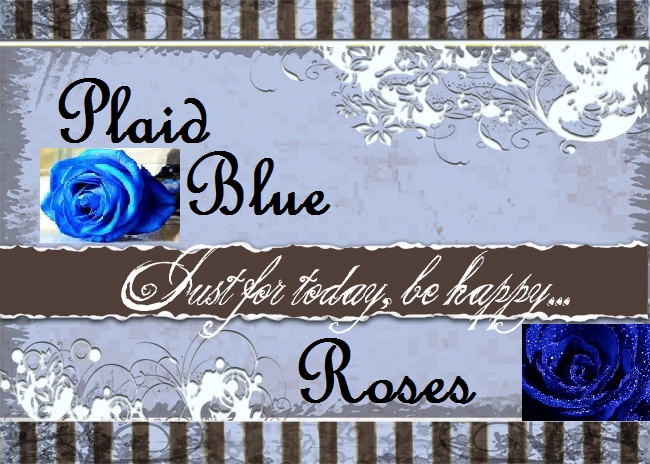 Plaid Blue Roses