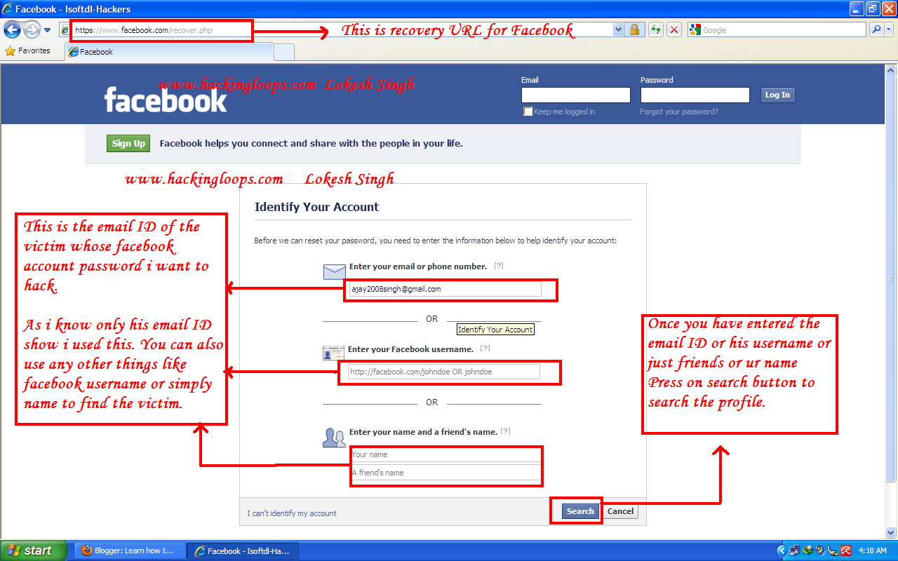 how to hack facebook account and change the password