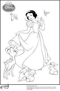 snow white and animal friends coloring pictures