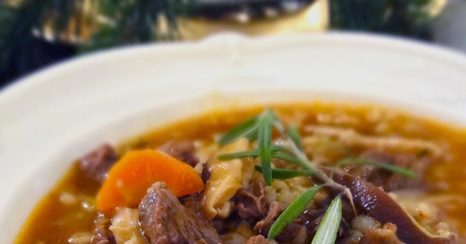 Scrumpdillyicious Beef, Barley & Shiitake Mushroom Soup with Port