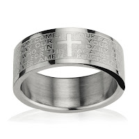 Stainless Steel English Lord's Prayer Band Ring