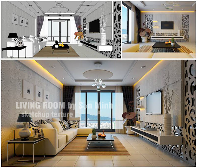 free sketchup model vray setting living room#1-vray render
